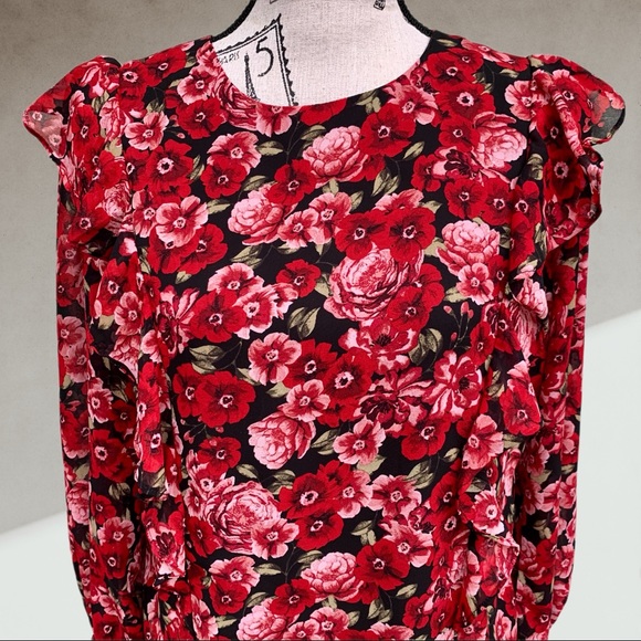 Poppy flowers long sleeve blouse MEDIUM - Picture 6 of 7